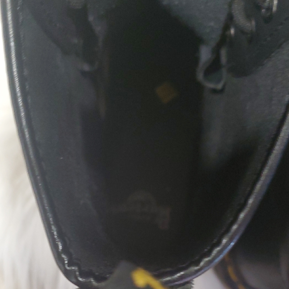 Dr. Martens Black Unisex Leather Laceup Combat  Boots with Yellow Accents - Picture 10 of 17